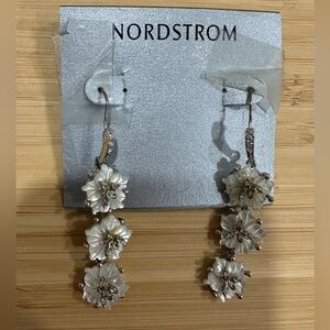 Nordstrom White Floral Dangle Earrings